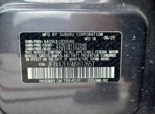 JF1VA2E69M9812657 2021 SUBARU WRX Gray ძრავის განყოფილების ხედი