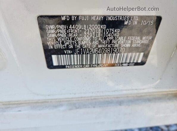 JF1VA2M64G9819070 2016 SUBARU WRX Белый Вид подкапотного пространства