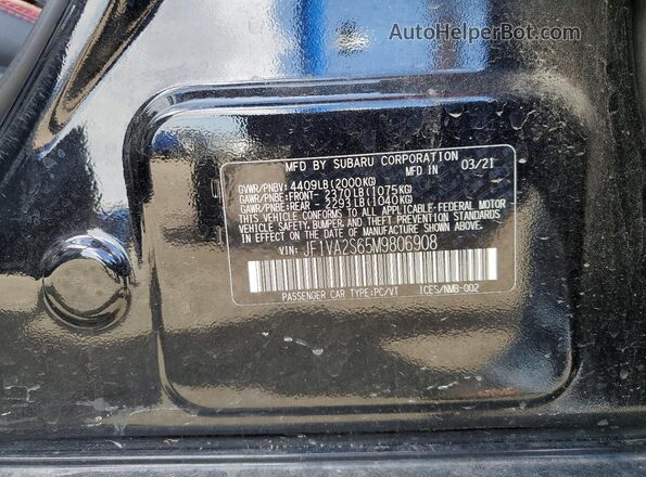 JF1VA2S65M9806908 2021 SUBARU WRX Black ძრავის განყოფილების ხედი