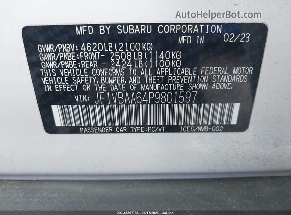 JF1VBAA64P9801597 2023 SUBARU WRX White Widok komory silnika