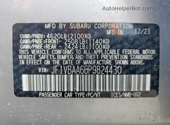 JF1VBAA66P9824430 2023 SUBARU WRX Silver 