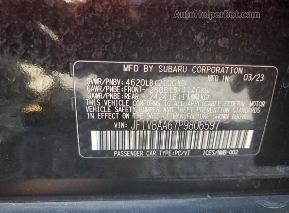 JF1VBAA67P9806597 2023 SUBARU WRX Black Շարժիչի բաժամունքի տեսք