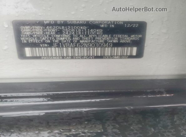 JF1VBAF62N9030949 2022 SUBARU WRX Белый Вид подкапотного пространства