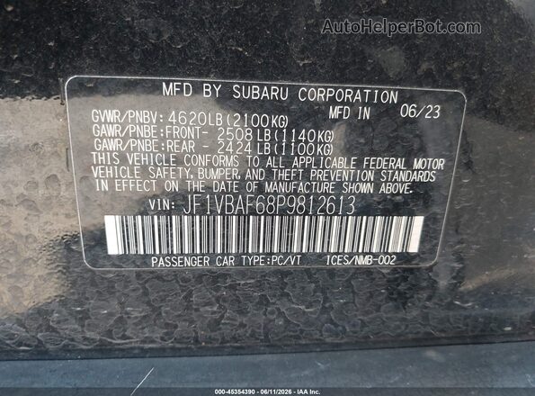 JF1VBAF68P9812613 2023 SUBARU WRX Black Շարժիչի բաժամունքի տեսք