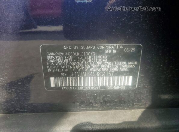 JF1VBAH64S9804157 2025 SUBARU WRX Синий Вид подкапотного пространства