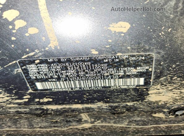 JF1VBAH69R9815438 2024 SUBARU WRX Charcoal Vista del compartimento del motor