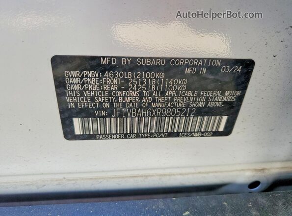 JF1VBAH6XR9805212 2024 SUBARU WRX White Engine compartment view