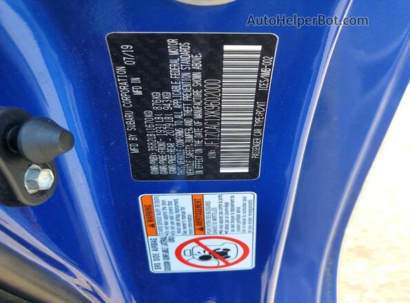 JF1ZCAC1XK9602000 2019 SUBARU BRZ Синий Вид подкапотного пространства
