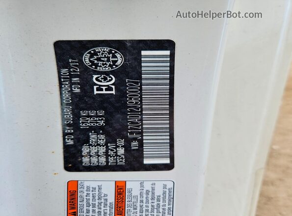 JF1ZCAD12J9600027 2018 SUBARU BRZ White ძრავის განყოფილების ხედი