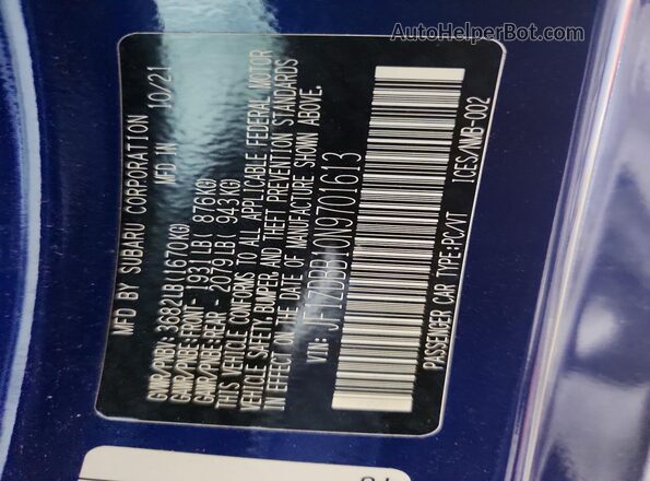 JF1ZDBB10N9701613 2022 SUBARU BRZ Blue 