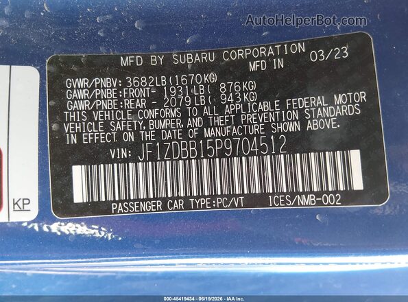 JF1ZDBB15P9704512 2023 SUBARU BRZ Blue Вид підкапотного простору