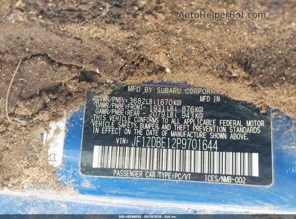 JF1ZDBE12P9701644 2023 SUBARU BRZ Blue Widok komory silnika