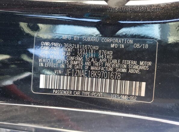 JF1ZNAE18K9701678 2019 TOYOTA 86 Black 
