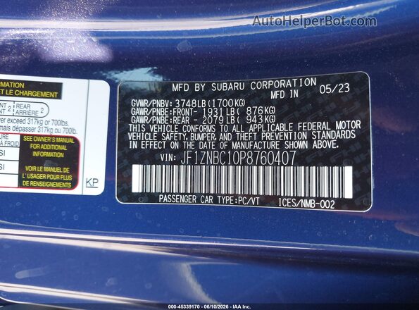JF1ZNBC10P8760407 2023 TOYOTA GR86 Blue Engine compartment view
