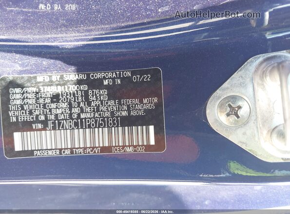JF1ZNBC11P8751831 2023 TOYOTA GR86 Blue Vista del compartimento del motor