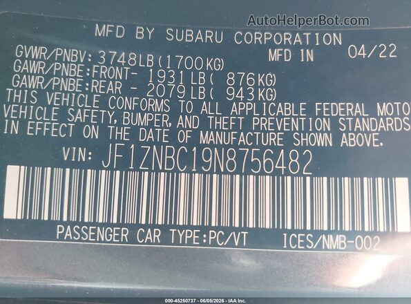 JF1ZNBC19N8756482 2022 TOYOTA GR86 Серый Вид подкапотного пространства