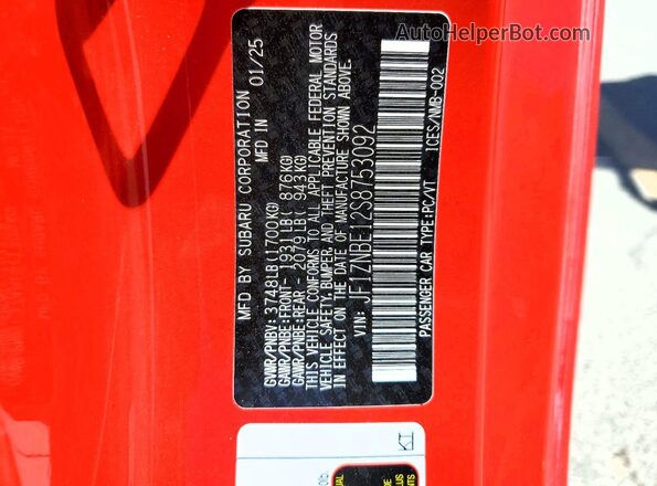 JF1ZNBE12S8753092 2025 TOYOTA GR Красный Вид подкапотного пространства