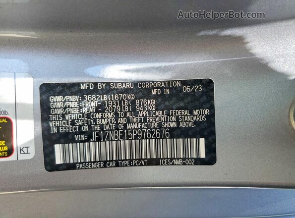 JF1ZNBE15P9762676 2023 TOYOTA GR Silver ძრავის განყოფილების ხედი