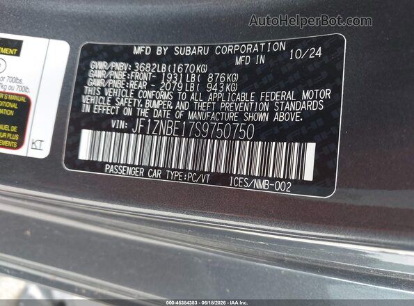 JF1ZNBE17S9750750 2025 TOYOTA GR86 Gray Widok komory silnika