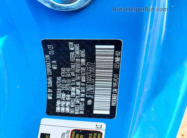 JF1ZNBE18P9756872 2023 TOYOTA GR86 Blue Vista de la etiqueta del VIN