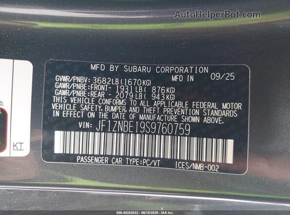 JF1ZNBE19S9760759 2025 TOYOTA GR86 Серый Вид подкапотного пространства