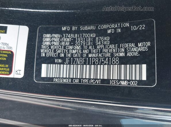 JF1ZNBF11P8754188 2023 TOYOTA GR86 Black Вид підкапотного простору