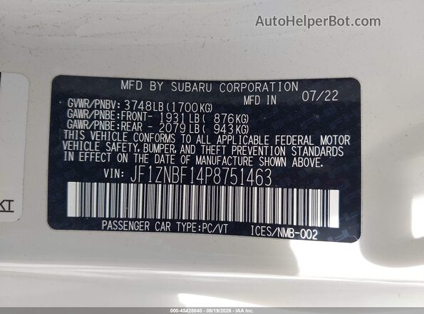 JF1ZNBF14P8751463 2023 TOYOTA GR86 White Вид підкапотного простору