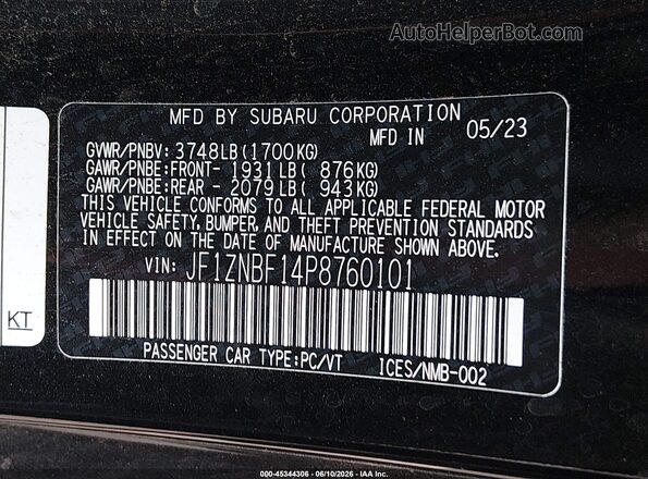 JF1ZNBF14P8760101 2023 TOYOTA GR86 Black 