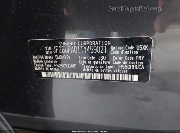 JF2BUPAD1TY459021 2026 SUBARU OUTBACK Gray Vista del compartimento del motor