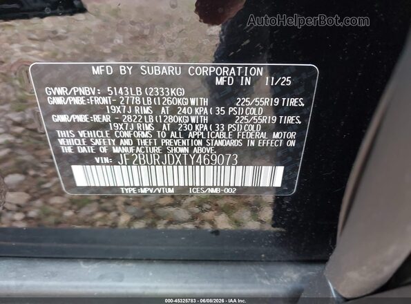 JF2BURJDXTY469073 2026 SUBARU OUTBACK Black 