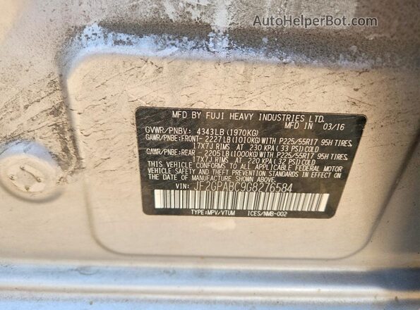 JF2GPABC9G8276584 2016 SUBARU CROSSTREK Silver Engine compartment view