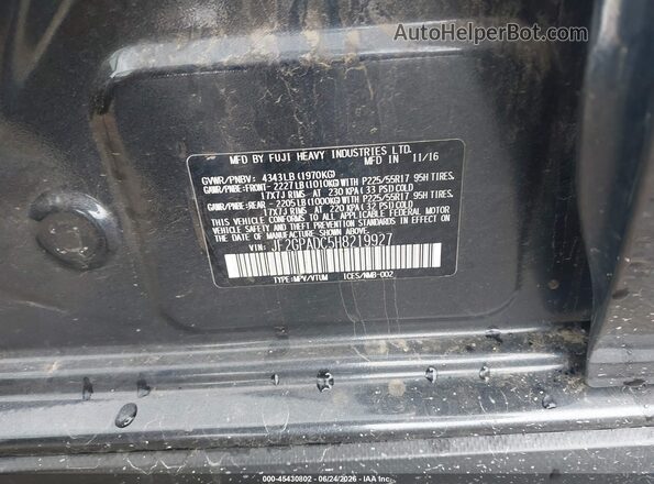 JF2GPADC5H8219927 2017 SUBARU CROSSTREK Серый Вид подкапотного пространства