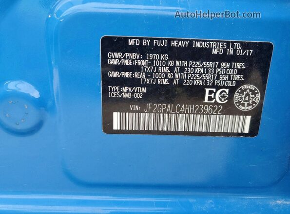 JF2GPALC4HH239622 2017 SUBARU CROSSTREK Blue 