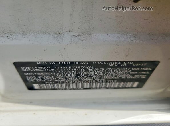 JF2GPANC0H8255703 2017 SUBARU CROSSTREK White 