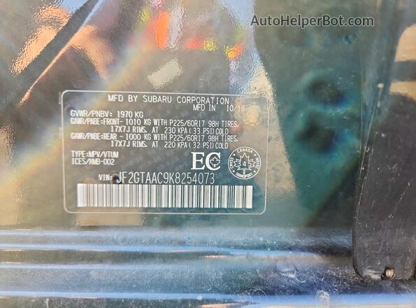 JF2GTAAC9K8254073 2019 SUBARU CROSSTREK Black Vista interior de 360 grados