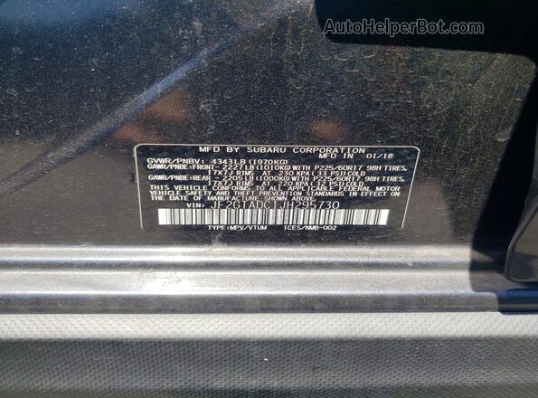 JF2GTADC1JH295730 2018 SUBARU CROSSTREK Gray 
