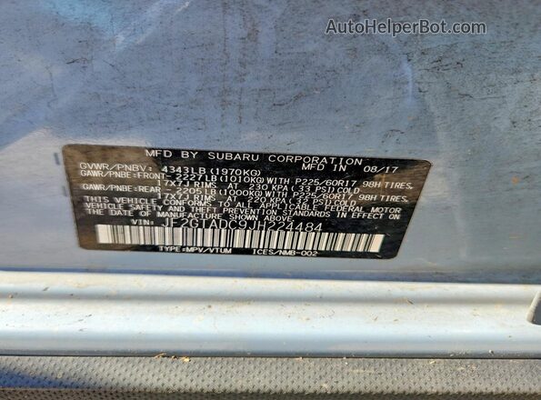 JF2GTADC9JH224484 2018 SUBARU CROSSTREK Teal Vista del compartimento del motor