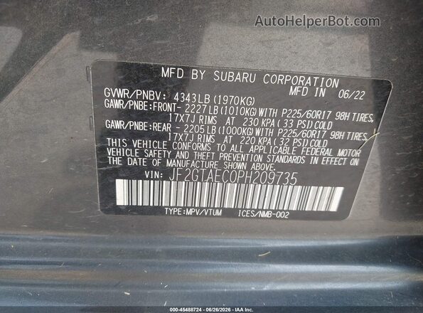 JF2GTAEC0PH209735 2023 SUBARU CROSSTREK Gray Вид підкапотного простору