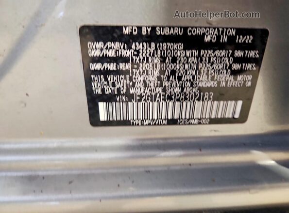 JF2GTAEC3P8302183 2023 SUBARU CROSSTREK Silver 