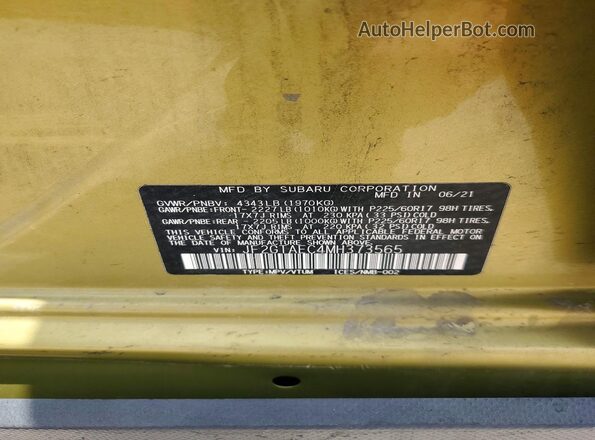 JF2GTAEC4MH373565 2021 SUBARU CROSSTREK Зеленый 