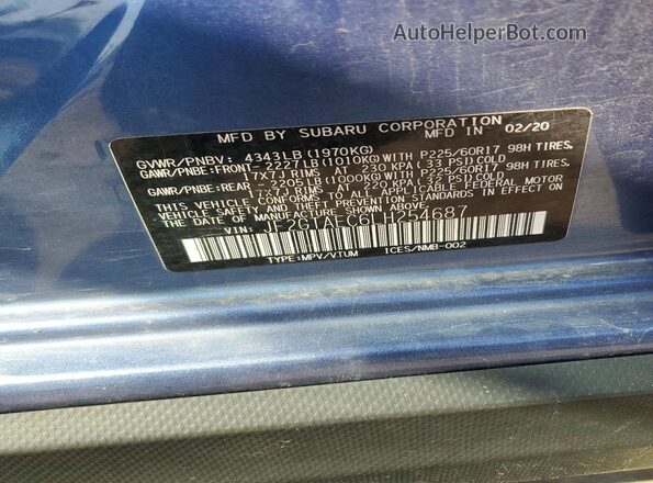JF2GTAEC6LH254687 2020 SUBARU CROSSTREK Blue 