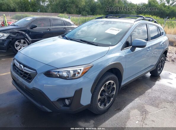 JF2GTAEC8M8298045 2021 SUBARU CROSSTREK Light Blue წინა მარცხენა ხედი სამი მეოთხედიდან