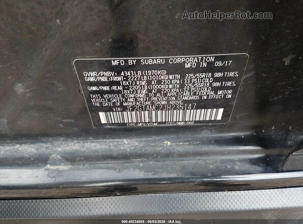 JF2GTAMC2JH235147 2018 SUBARU CROSSTREK Black ძრავის განყოფილების ხედი