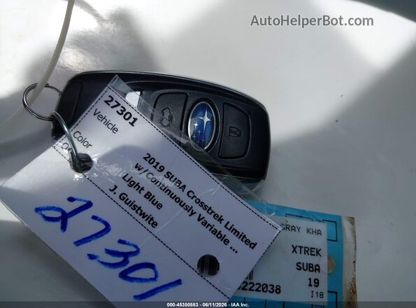 JF2GTAMC7K8222038 2019 SUBARU CROSSTREK Light Blue Вид панели приборов