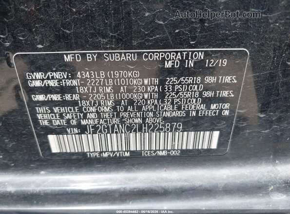 JF2GTANC2LH225879 2020 SUBARU CROSSTREK Black 