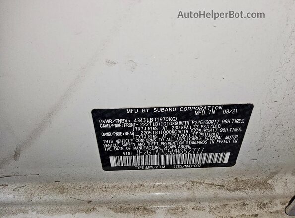 JF2GTAPC5MH652777 2021 SUBARU CROSSTREK White 