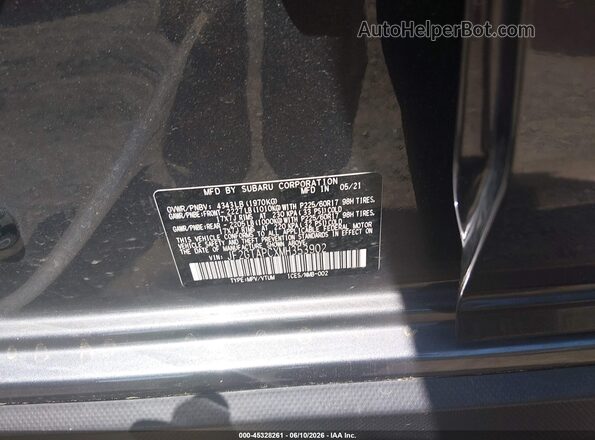 JF2GTAPCXMH353902 2021 SUBARU CROSSTREK Серый Вид наклейки с VIN-кодом