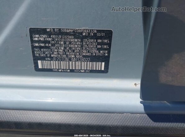 JF2GTDNC3MH328022 2021 SUBARU CROSSTREK Light Blue Շարժիչի բաժամունքի տեսք