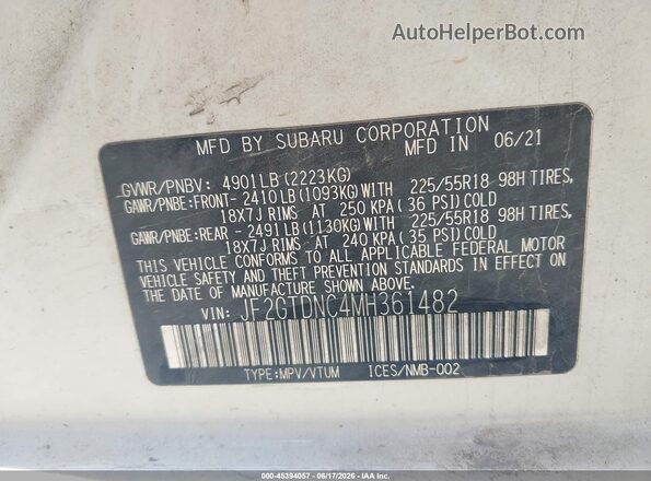 JF2GTDNC4MH361482 2021 SUBARU CROSSTREK Белый Вид подкапотного пространства