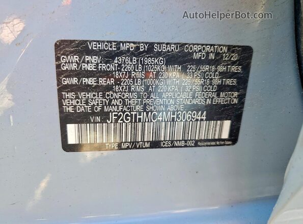 JF2GTHMC4MH306944 2021 SUBARU CROSSTREK Blue Սալոնի 360 աստիճան տեսք